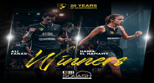 هانيا الحمامي وعلي فرج يتوجان ببطولة مصر الدولية المفتوحة للإسكواش